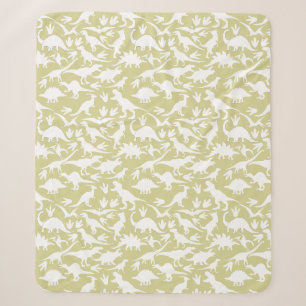 Dinosaurs pattern 01 w. LYellow BG Sherpa Blanket