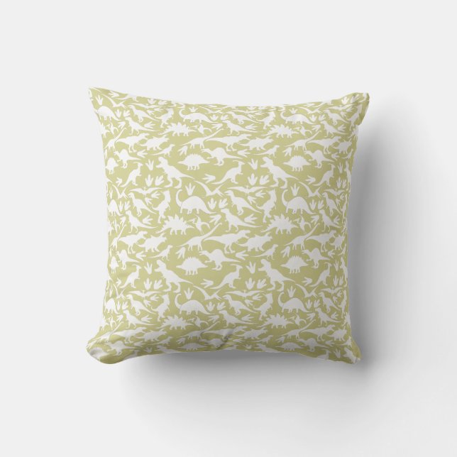 Dinosaurs pattern 01 w. LYellow BG Throw Pillow (Front)