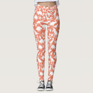 Dinosaurs pattern 01 w. Orange BG Leggings