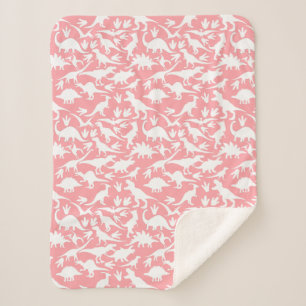 Dinosaurs pattern 01 w. Pink BG Sherpa Blanket