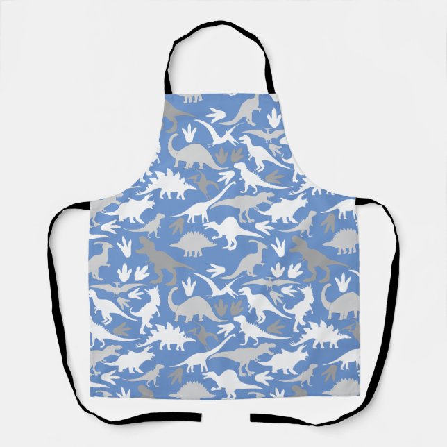 Dinosaurs pattern 01A L Blue BG Apron (Front)