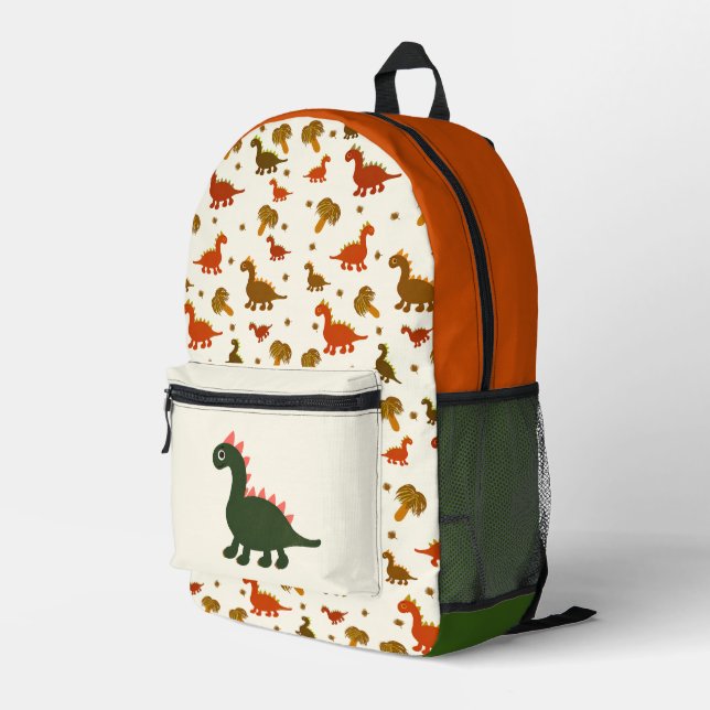 Dinosaurs pattern printed backpack (Back Corner Right)