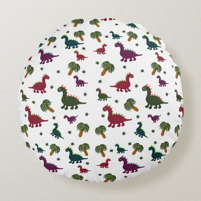 Dinosaurs pattern round pillow (Front)