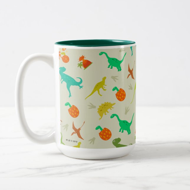 Dinosaurs Pattern Two-Tone Coffee Mug (Left)