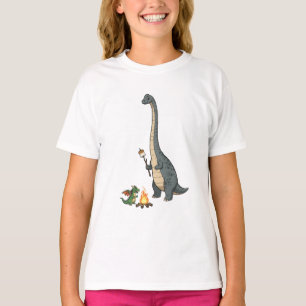 Dinosaurs Roasting Marshmallows Campfire Kids T-Shirt
