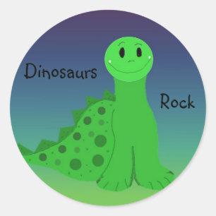 Dinosaurs Rock Classic Round Sticker