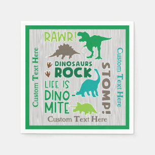 Dinosaurs Rock Subway Artwork Personalized Napkin