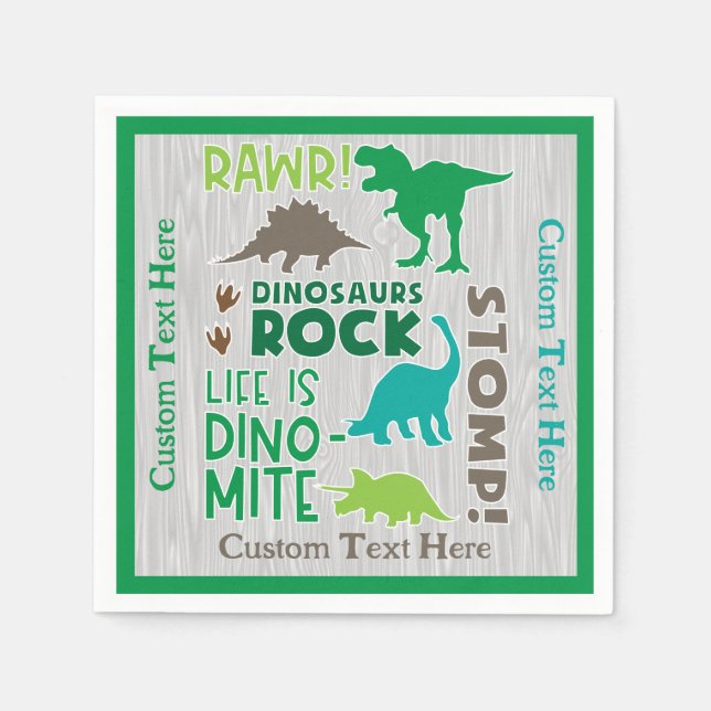 Dinosaurs Rock Subway Artwork Personalized Napkin (Front)
