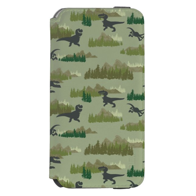 Dinosaurs Running Camo Pattern Incipio iPhone Wallet Case (Folio Front)