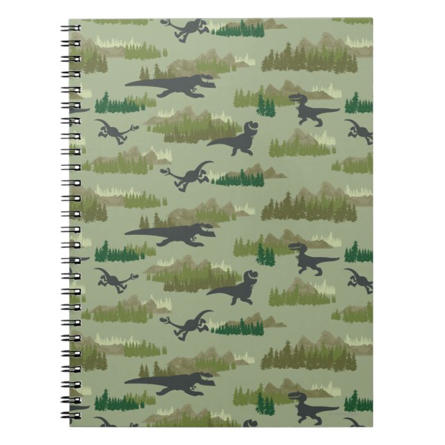 Dinosaurs Running Camo Pattern Notebook (Front)