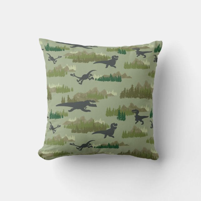Dinosaurs Running Camo Pattern Throw Pillow (Front)