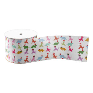 Dinosaurs Santa Mood Grosgrain Ribbon