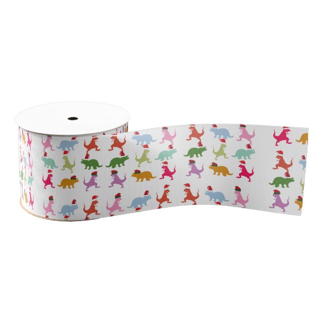 Dinosaurs Santa Mood Grosgrain Ribbon (Spool)