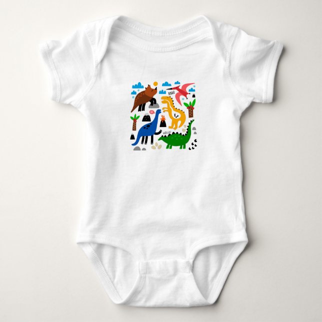 Dinosaurs seamless pattern baby bodysuit (Front)