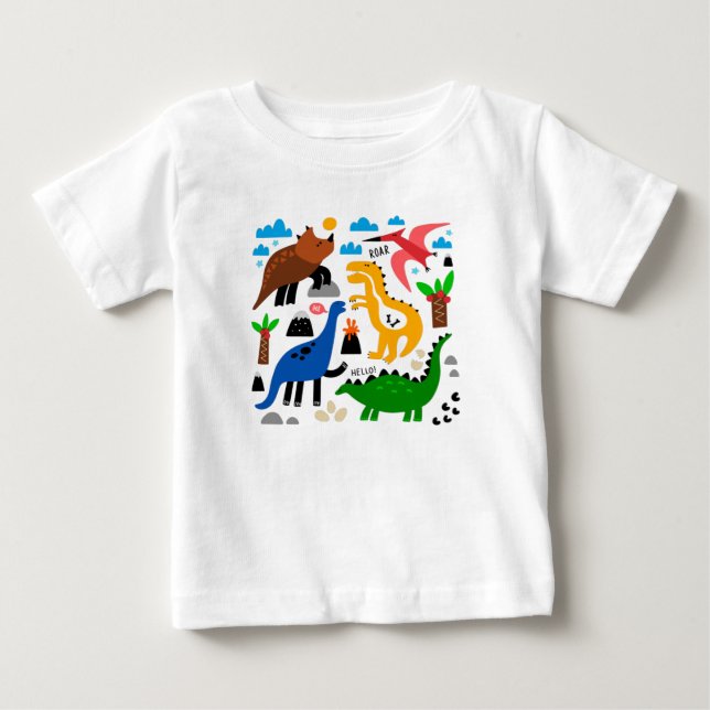 Dinosaurs seamless pattern baby T-Shirt (Front)