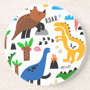 Dinosaurs seamless pattern coaster