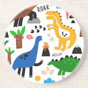 Dinosaurs seamless pattern coaster