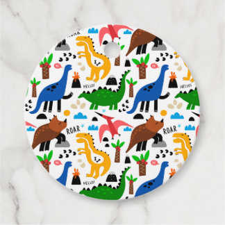 Dinosaurs seamless pattern  favour tags