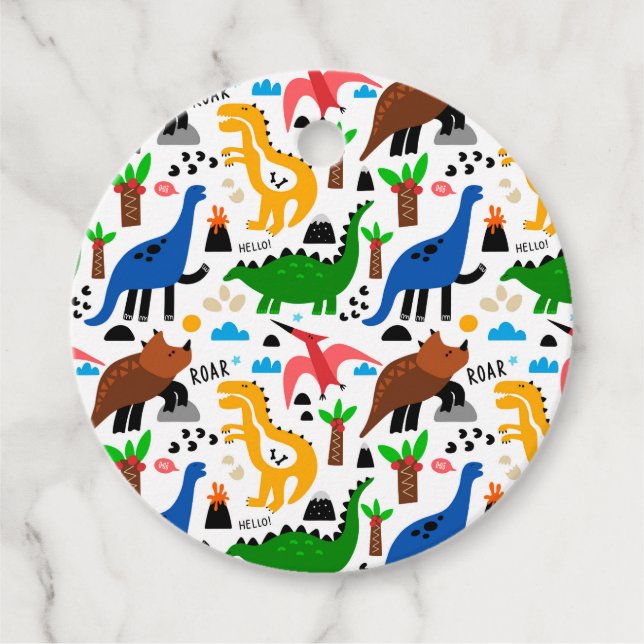 Dinosaurs seamless pattern  favour tags (Front)