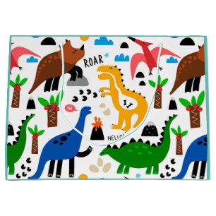 Dinosaurs seamless pattern large gift bag