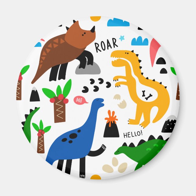 Dinosaurs seamless pattern magnet (Front)