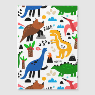 Dinosaurs seamless pattern magnetic invitation