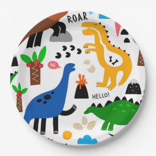 Dinosaurs seamless pattern  paper plate