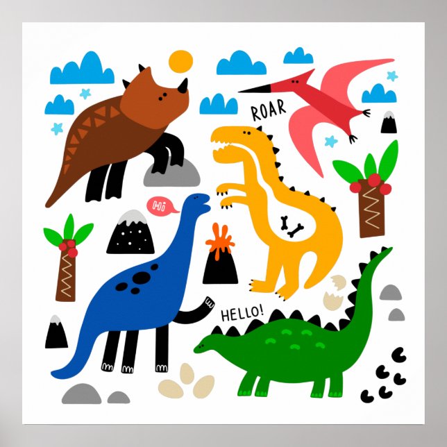 Dinosaurs seamless pattern poster (Front)