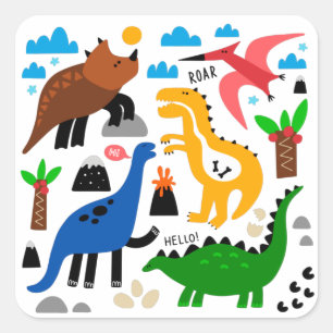 Dinosaurs seamless pattern square sticker