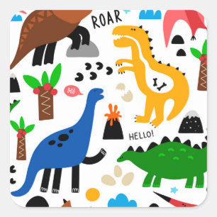 Dinosaurs seamless pattern square sticker