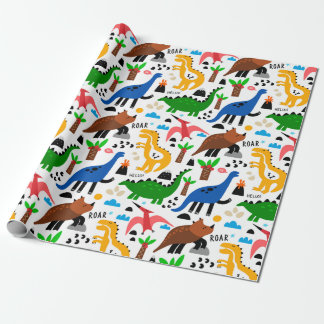Dinosaurs seamless pattern wrapping paper
