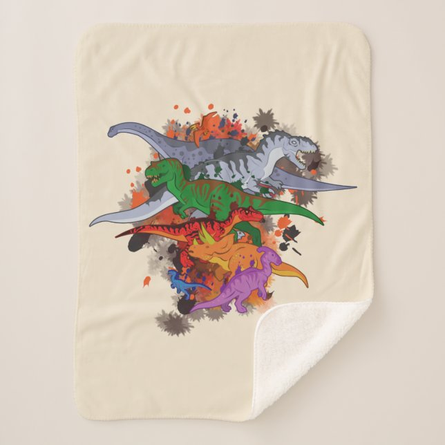 Dinosaurs Sherpa Blanket (Front)