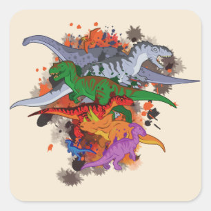 Dinosaurs Square Sticker