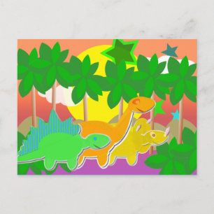 Dinosaurs Sunset Postcard