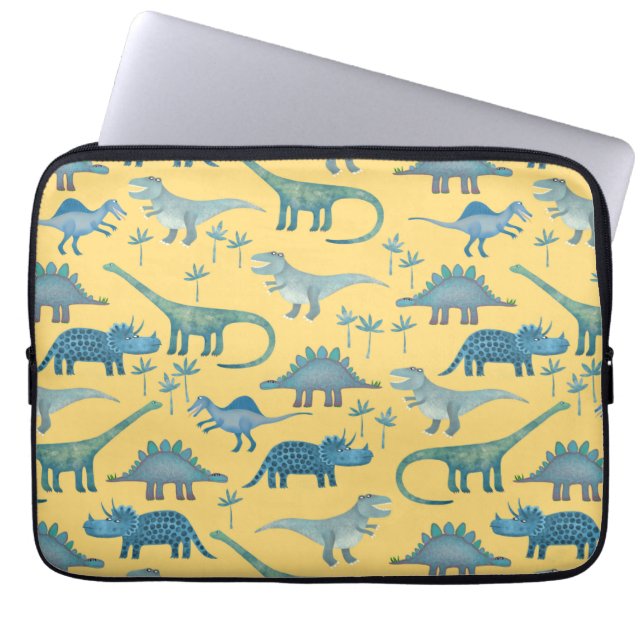 Dinosaurs Sunshine Yellow Laptop Sleeve (Front)