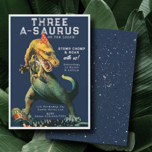 Dinosaurs Tyrannosaurus Rex Vintage Birthday Party Invitation