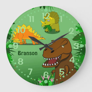 Dinosaurs Wall Clock for Kids Personalized Name