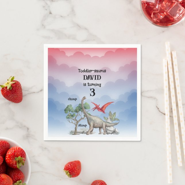 Dinosaurs Wanted Toddler Birthday  Napkin (Insitu)