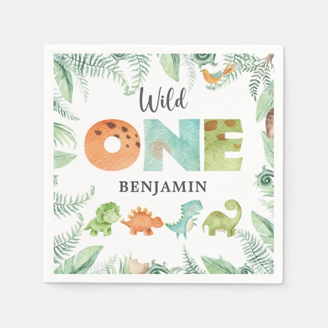 Dinosaurs Wild Baby Shower Napkins (Front)
