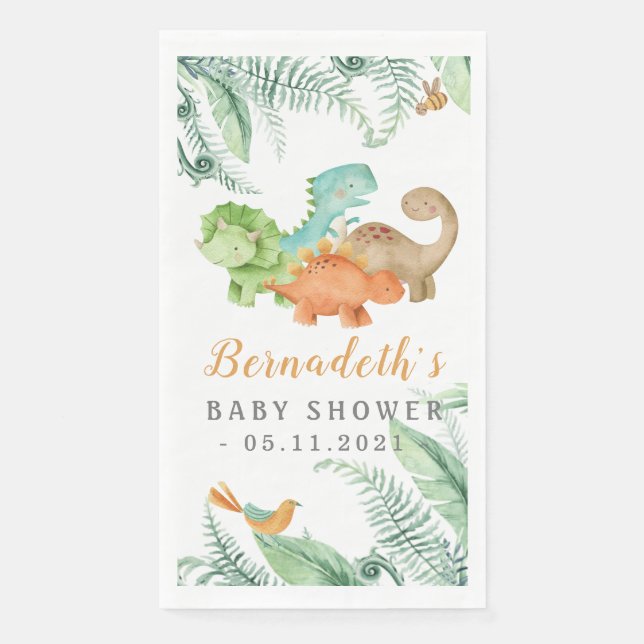 Dinosaurs Wild Baby Shower Napkins (Front)