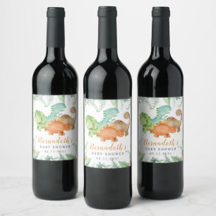 Dinosaurs Wild Baby Shower Wine Label