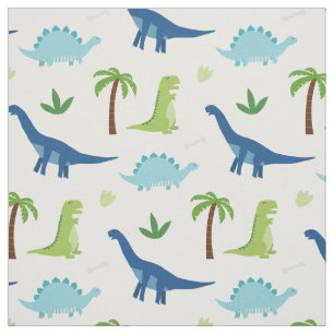 Dinosaurs with T-Rex, Brachiosaurus, Stegosaurus Fabric
