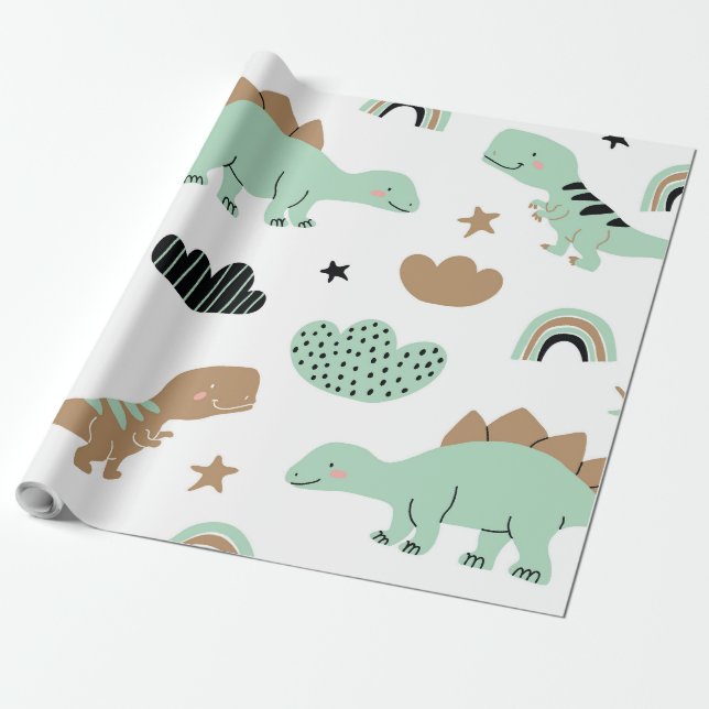 Dinosaurs Wrapping Paper (Unrolled)