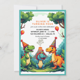 Dinosour Anniversaire Invitation Carte Appartement