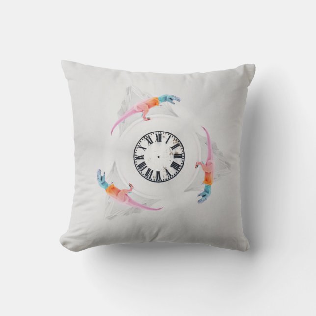 Dinossauros and Relogios Throw Pillow (Front)