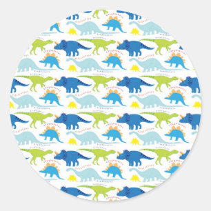 Dinosuar Designs Blue and Green Pattern Dino Gifts Classic Round Sticker