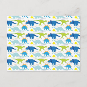 Dinosuar Designs Blue and Green Pattern Dino Gifts Postcard