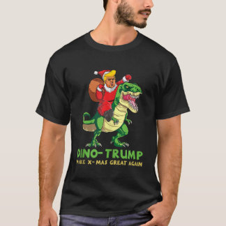 Dinotrump Funny Trump Riding Dinosaur Christmas Sa T-Shirt
