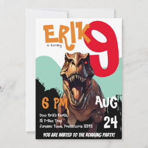 Dinus de ruée féroce T-Rex Invitation d'anniversai