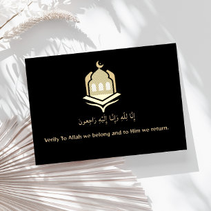 D'invitation À Feuilles D'aluminium Carte postale de condoléances islamiques Foil